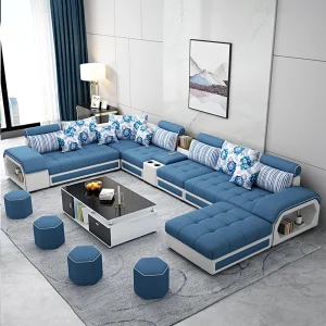 Living Room Sofa Set with USB and Stools