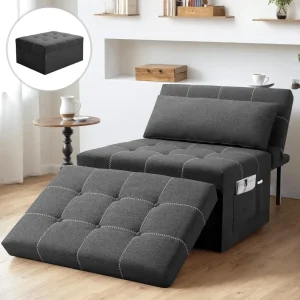 4 in 1 Multi-Functional Foldable Ottoman Bed w/Adjustable Backrest & Pillow ,Recliner